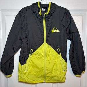Quiksilver Boy’s New Wave Jacket Windbreaker Jacket- Neon Yellow & Black/ Size 6